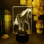 TinyGlow & Co™ Elegant Horse 3D Acrylic Illusion Lamp - 7 Color Nightlight for Cowboy Style Bedroom