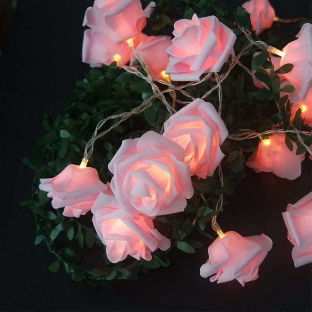 TinyGlow & Co™ Rose Flower LED String Lights - USB/Battery Fairy Lights for Weddings & Parties