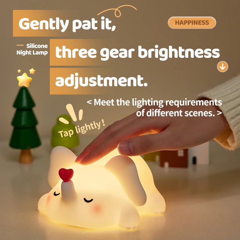 Cute Silicone Led Night Light Rechargeable Animal Toy Birthday Christmas Gifts for Kids Bedroom Table Lamp Dimmable Portable