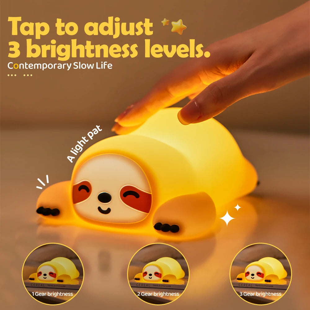 TinyGlow & Co™ Animal Silicone Night Light – Rechargeable Touch Sensor LED Lamp