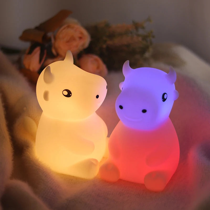 1 Bitable silicone cow creative night light USB light LED light gift toy sleeping lightbedrnight lampoom decoration for children