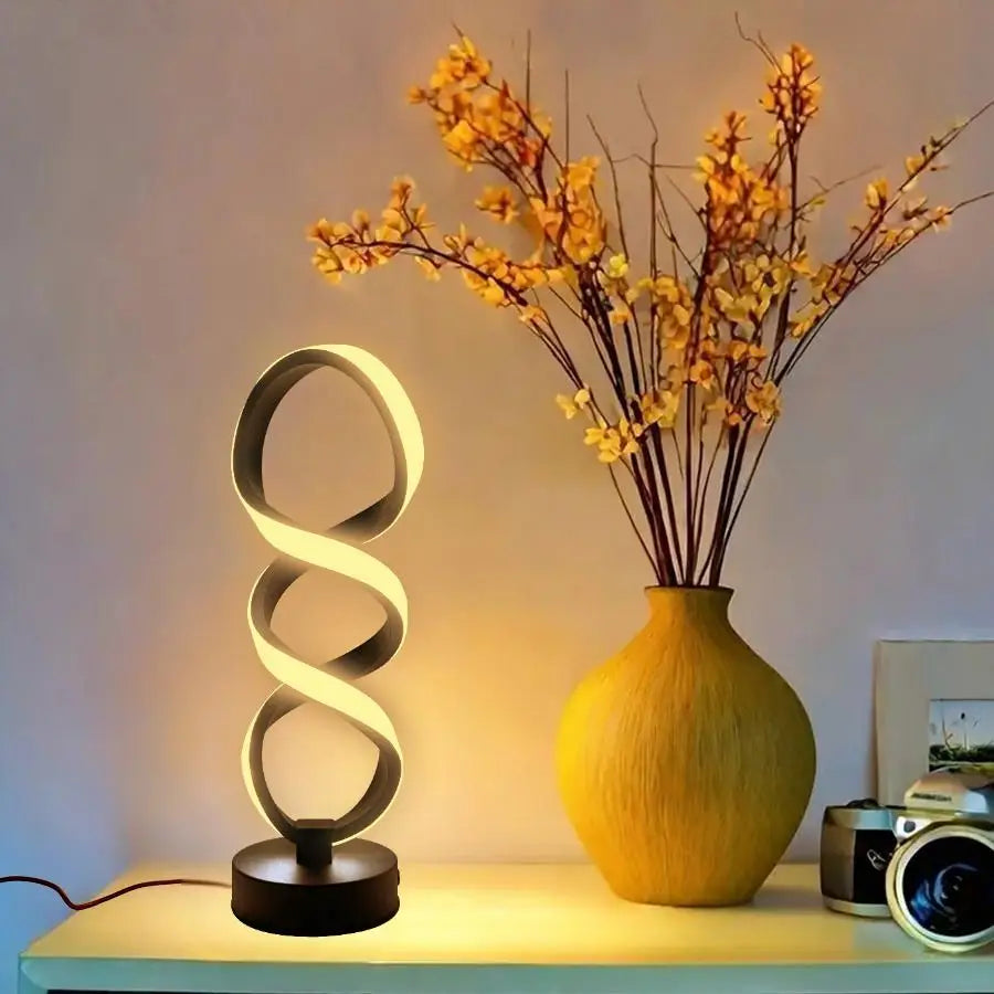 Creative spiral LED table lamp, adjustable in 3 colors, USB power supply, suitable for home bedrooms, offices, and study rooms