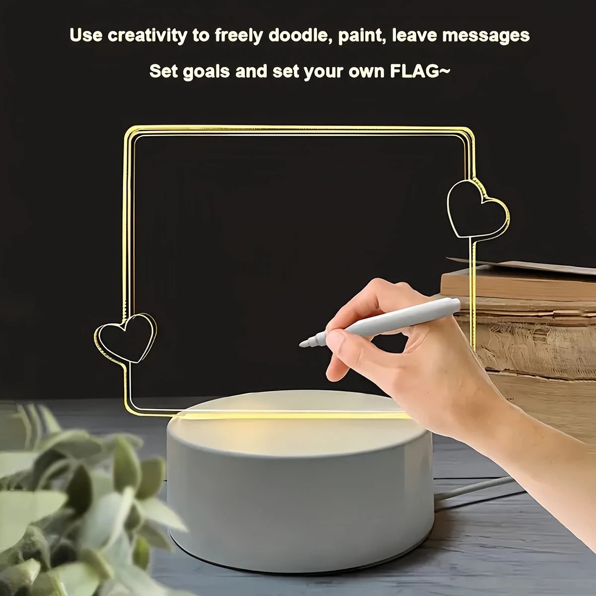 TinyGlow & Co™ USB Creative 3D Luminous Erasable Message Board Night Light