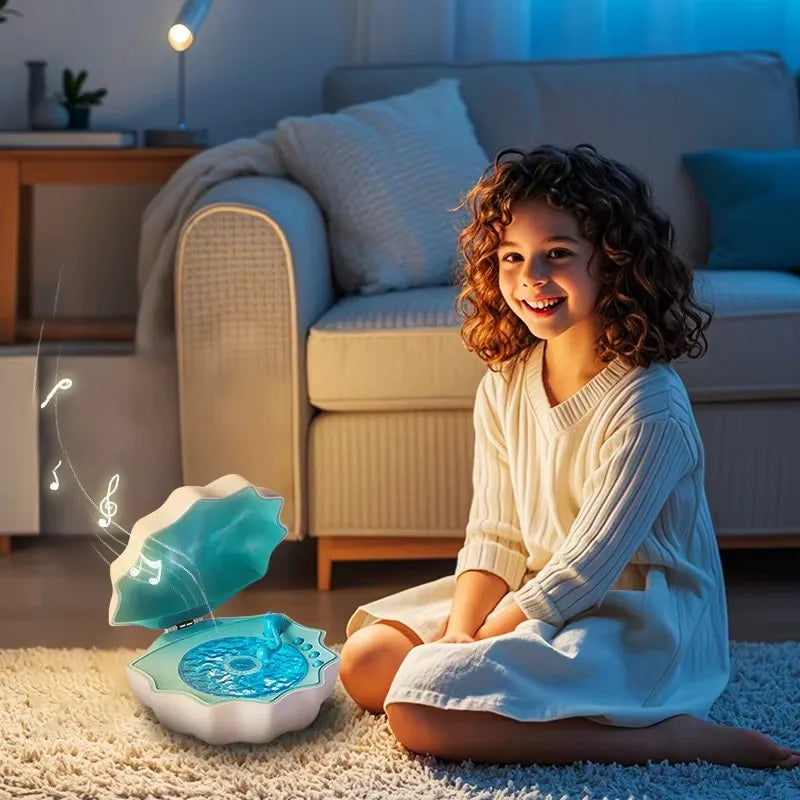 TinyGlow & Co™ Shell Lamp Bluetooth Speaker with Colorful Light Projection & White Noise
