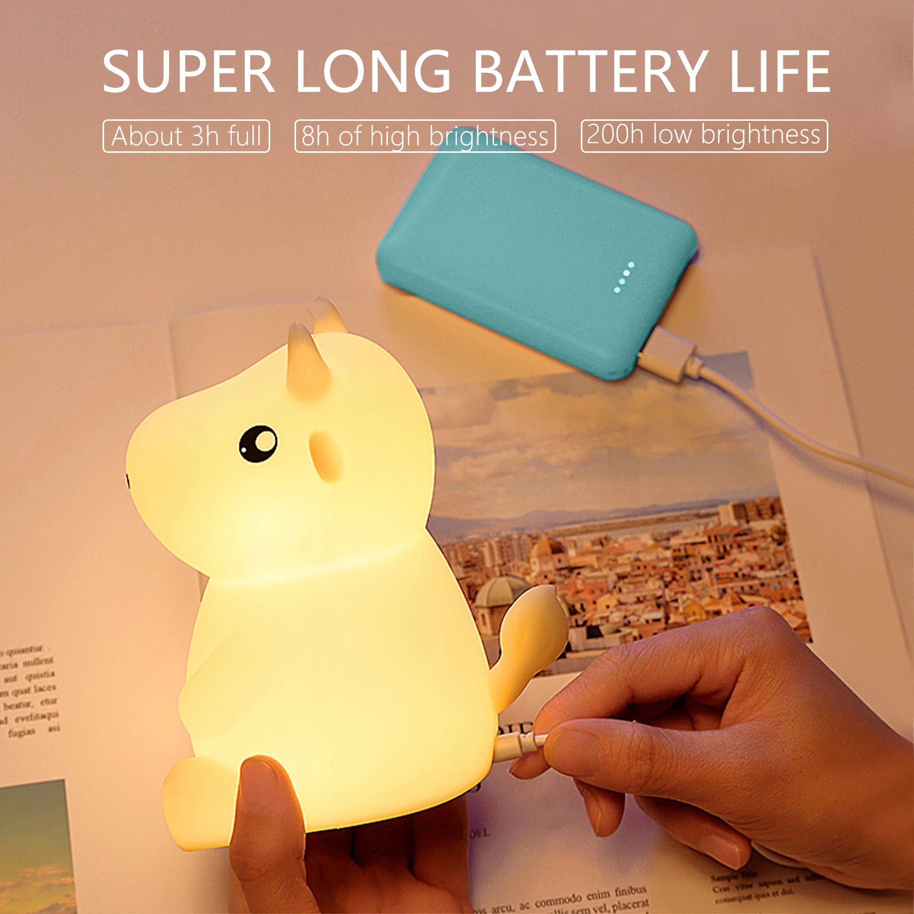 1 Bitable silicone cow creative night light USB light LED light gift toy sleeping lightbedrnight lampoom decoration for children