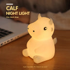 TinyGlow & Co™ Cow Silicone LED Night Light – USB Rechargeable Bitable Creative Lamp