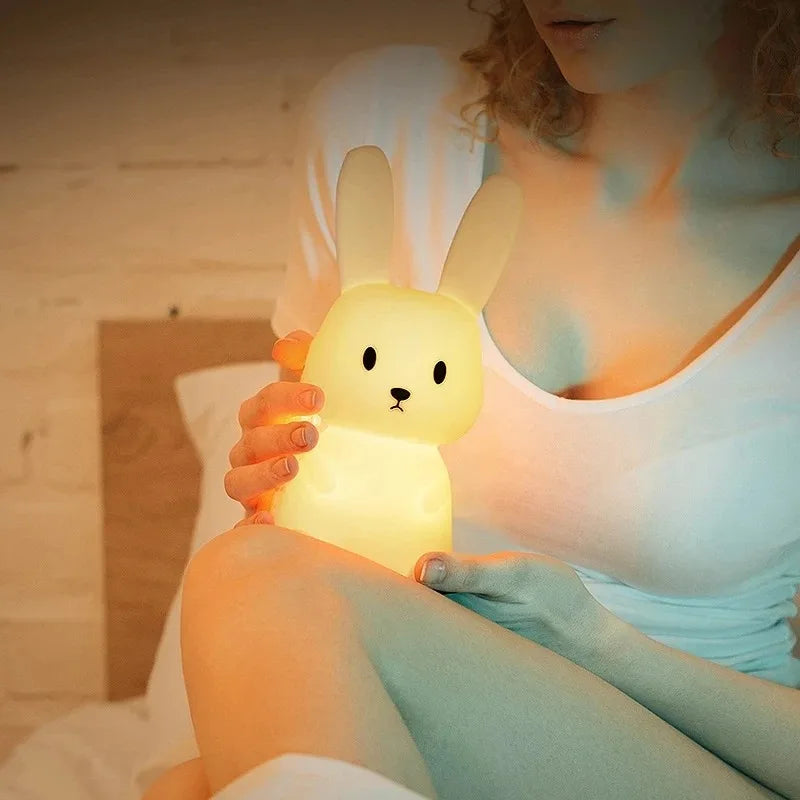 TinyGlow & Co™ Rabbit Silicone Night Light – Touch Sensor LED Lamp for Kids