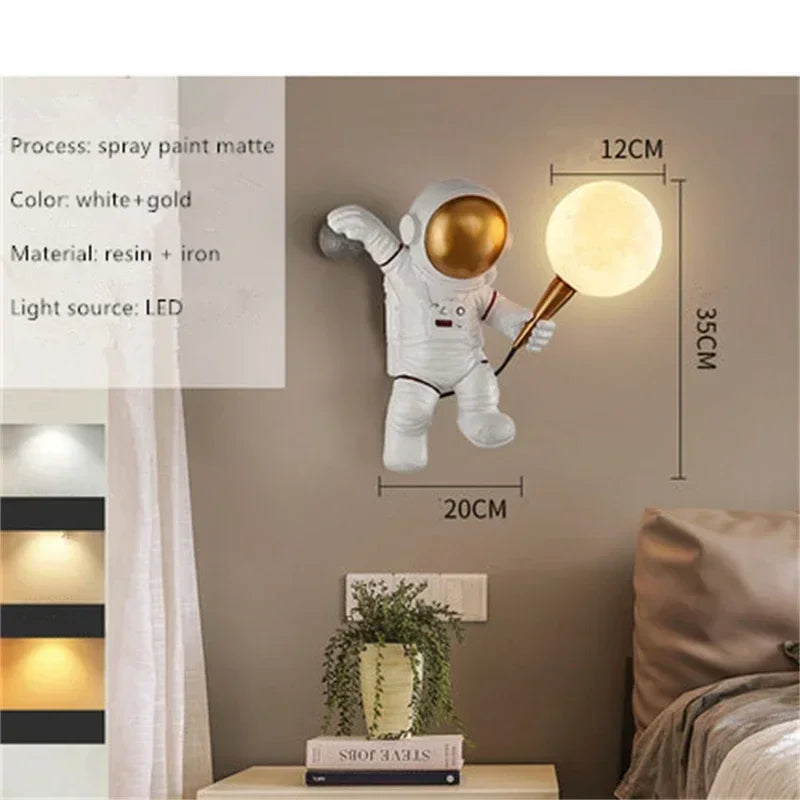 Nordic Bedroom Desk Lamp Cartoon Boy's Room Creative Astronaut Wall Lamp Ornaments Bedside Light for Study Foyer