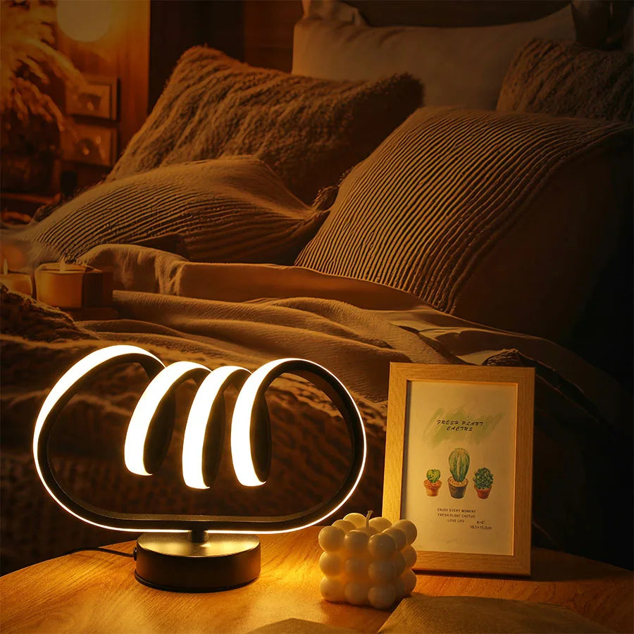 TinyGlow & Co™ Spiral Tunnel Creative Table Lamp – USB Three-Color Dimming Desk Light