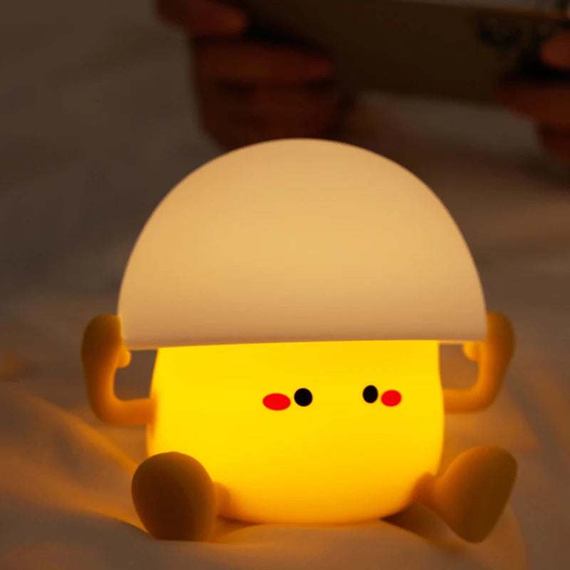 Cute Night Light Egg Yolk Lamp Mushroom Lamp Creative Desktop Decoration USB Charging Indoor Children Night Light Birthday Gift