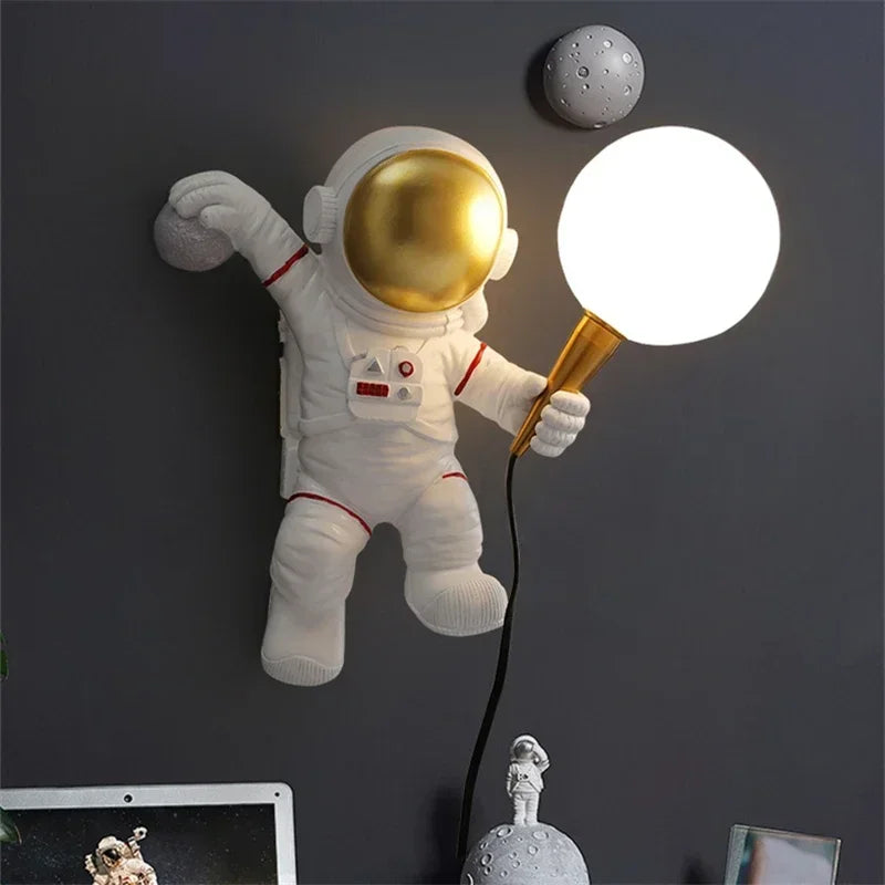 Nordic Bedroom Desk Lamp Cartoon Boy's Room Creative Astronaut Wall Lamp Ornaments Bedside Light for Study Foyer