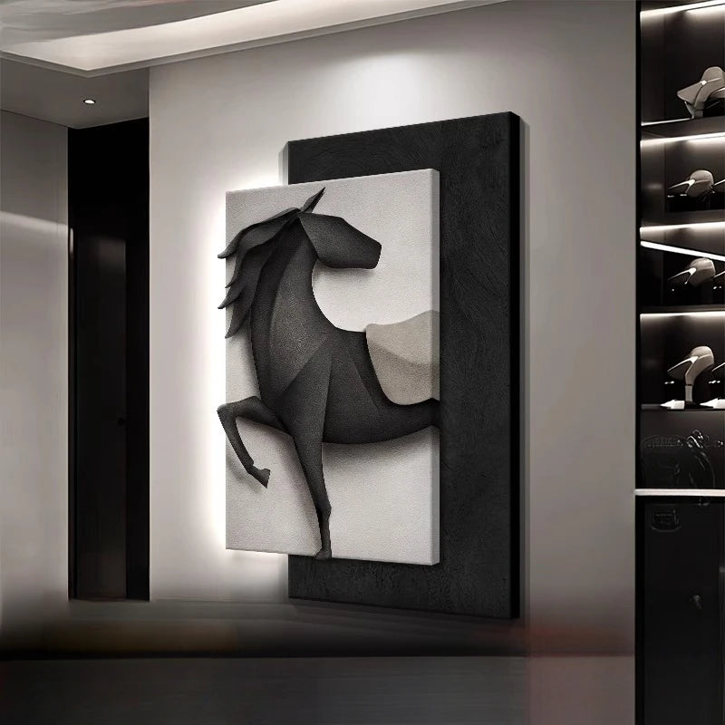 TinyGlow & Co™ Horse Entrance LED Wall Lamp - Luxury Mural Light for Hallway & Background Décor