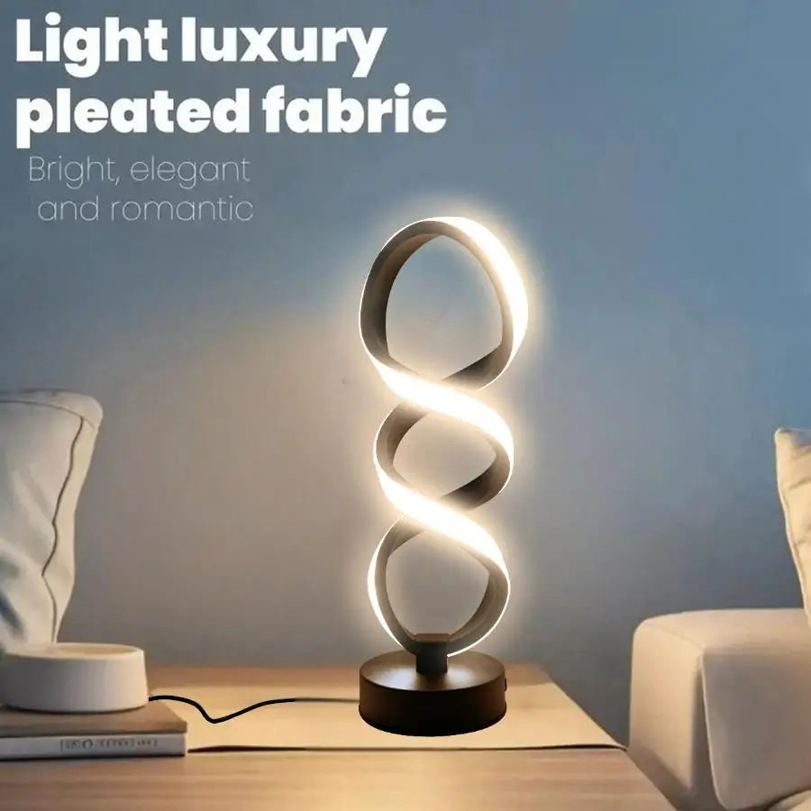 TinyGlow & Co™ Creative Spiral LED Table Lamp – 3 Color Adjustable USB Desk Light