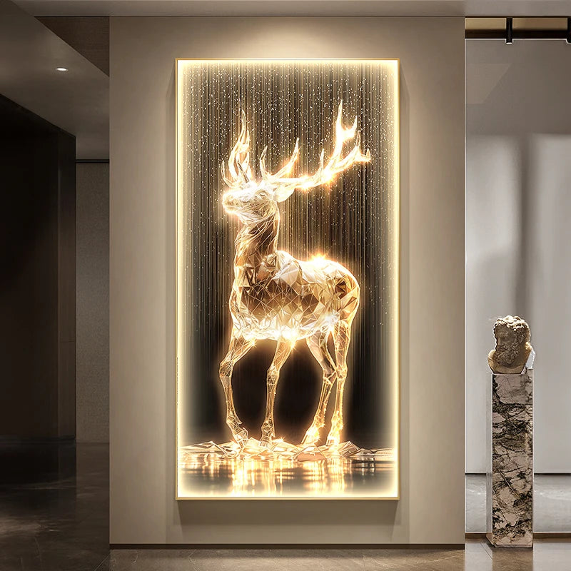 TinyGlow & Co™ Luxury LED Wall Lamps - Horse Painting with Black Border for Corridor & Living Room
