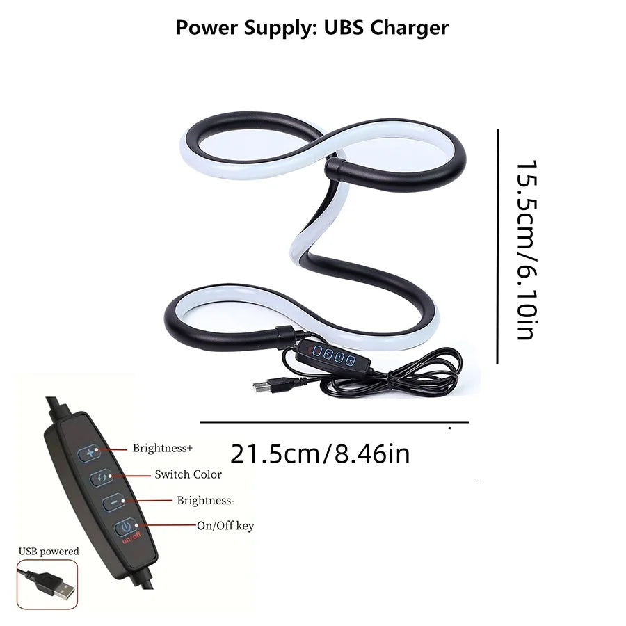 TinyGlow & Co™ Modern Spiral LED Table Lamp – USB Powered RGB Color Changing Desk Light