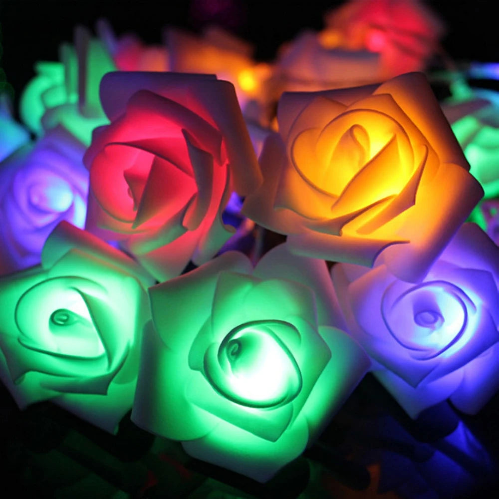 TinyGlow & Co™ Rose Flower LED String Lights - USB/Battery Fairy Lights for Weddings & Parties