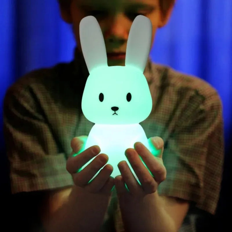 TinyGlow & Co™ Rabbit Silicone Night Light – Touch Sensor LED Lamp for Kids