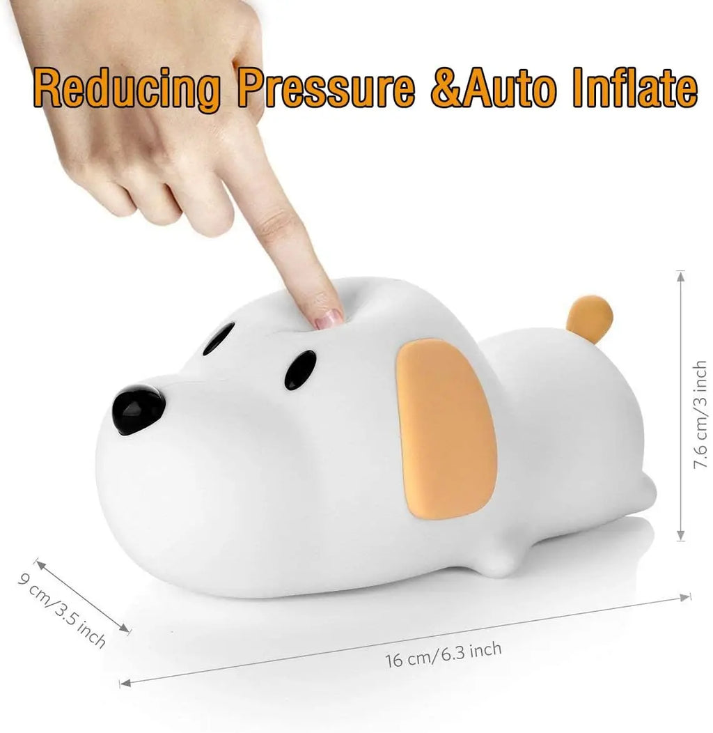TinyGlow & Co™ Papa Puppy Silicone LED Night Light – Touch Sensor Dog Lamp for Kids