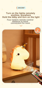 TinyGlow & Co™ Unicorn Silicone LED Night Light – USB Rechargeable Touch Lamp for Kids