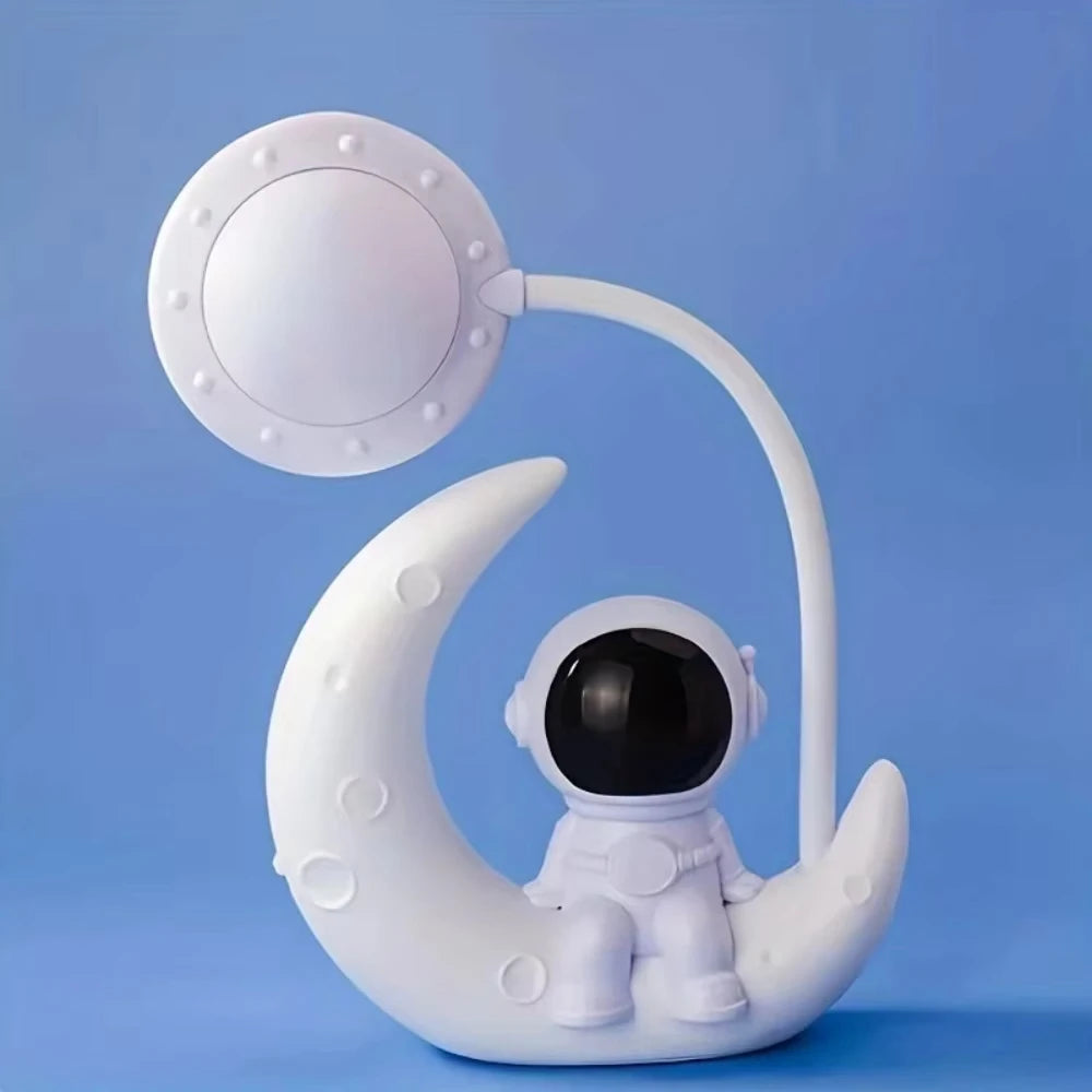 TinyGlow & Co™ Moon Astronaut LED Night Light – Rechargeable Reading Desk Lamp