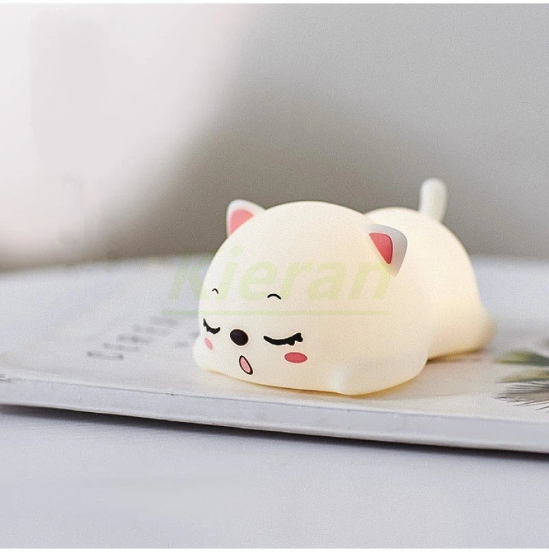 TinyGlow & Co™ Cat Silicone LED Night Light – USB Rechargeable Floor Lamp with Remote