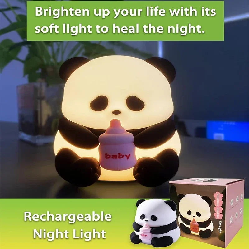 TinyGlow & Co™ Panda Silicone Night Light – Rechargeable LED Ambient Lamp