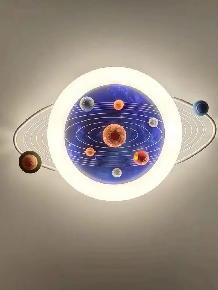 LED Children's Room Lamp Boys' Bedroom Lamp Modern and Simple Girl's Princess Room Planetary Trajectory Ceiling Lamp