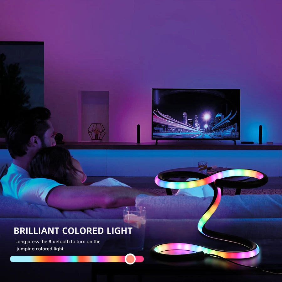 TinyGlow & Co™ Modern Spiral LED Table Lamp – USB Powered RGB Color Changing Desk Light