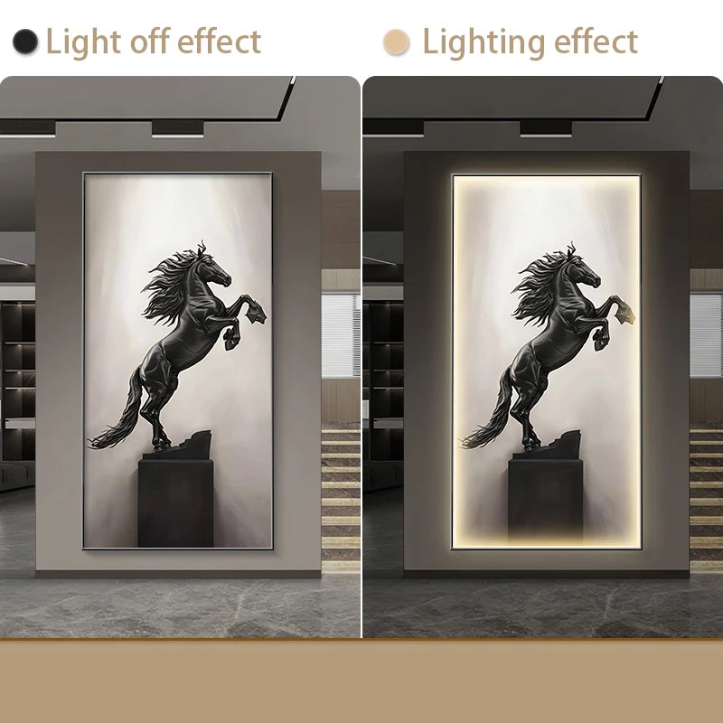 TinyGlow & Co™ Modern Lustre Interior Wall Light - Luxury Horse Painting with Remote Control