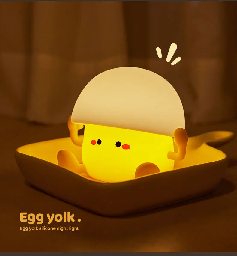 Cute Night Light Egg Yolk Lamp Mushroom Lamp Creative Desktop Decoration USB Charging Indoor Children Night Light Birthday Gift