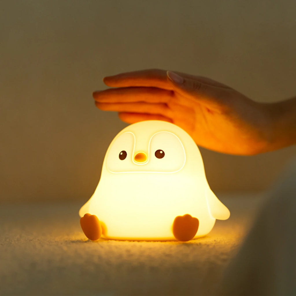 TinyGlow & Co™ Penguin Baby Night Light – Rechargeable Silicone Touch Control Lamp