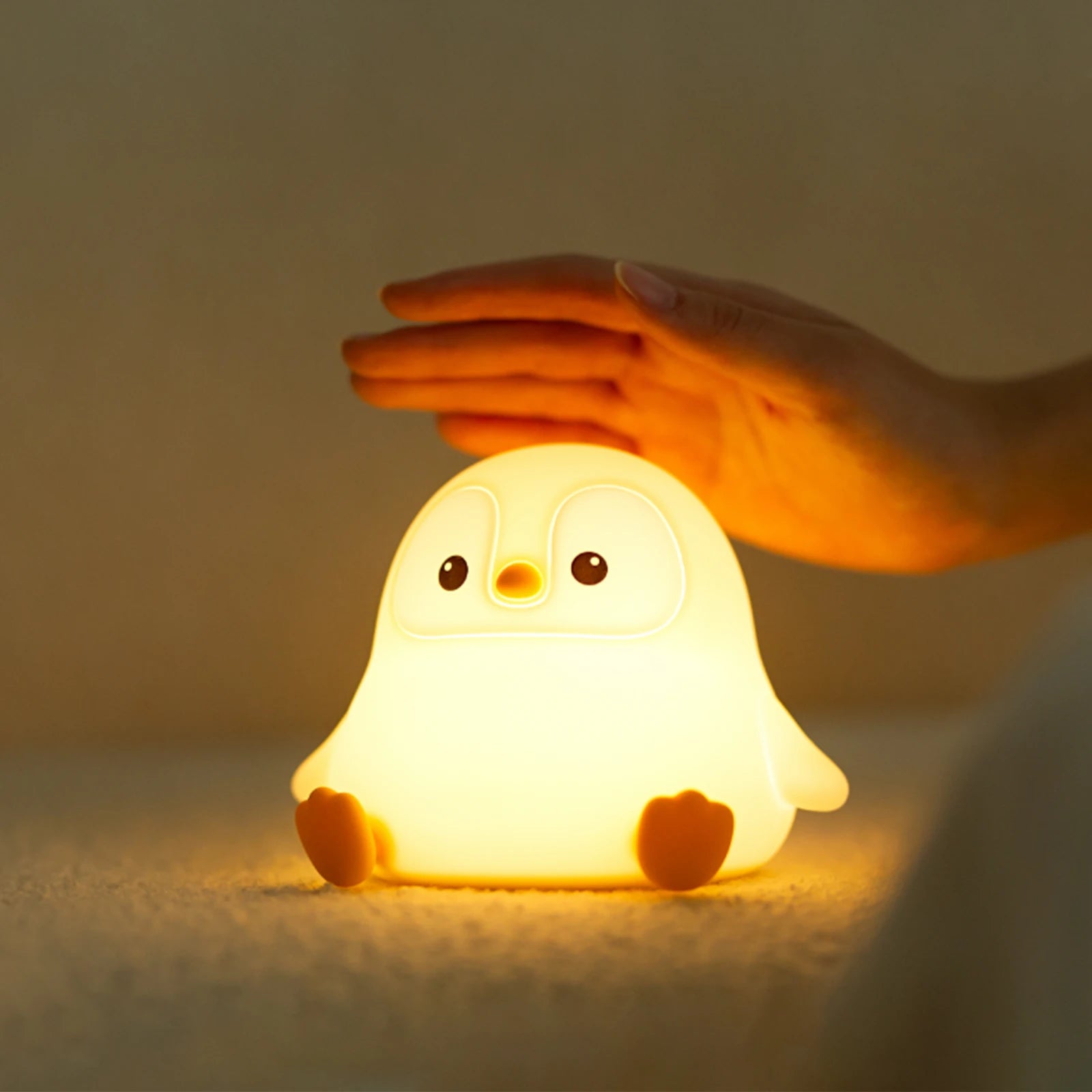 Cute PenguinBaby Night Light Kids Bedroom Rechargeable Animal Silicone Nursery Night Lamp Touch Control Nightlight for Baby Gift
