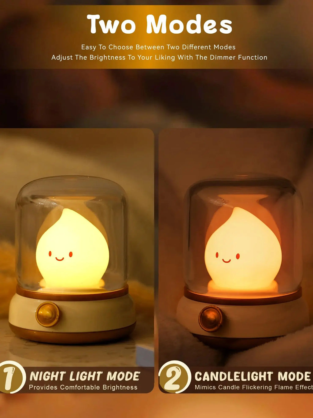 TinyGlow & Co™ LED Flameless Candle Night Light – USB Rechargeable Ambient Lamp