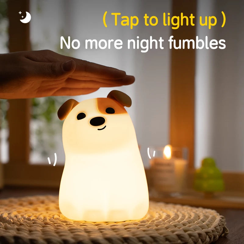Colorful LED Night Light Dog Cat Capibara Silicone Lamp Timing Bedside Nightlight Decor For Kids Boys Birthday Gift Rechargeable