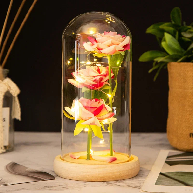 TinyGlow & Co™ Enchanted Rose in Glass Dome with LED Light - Forever Flower Gift