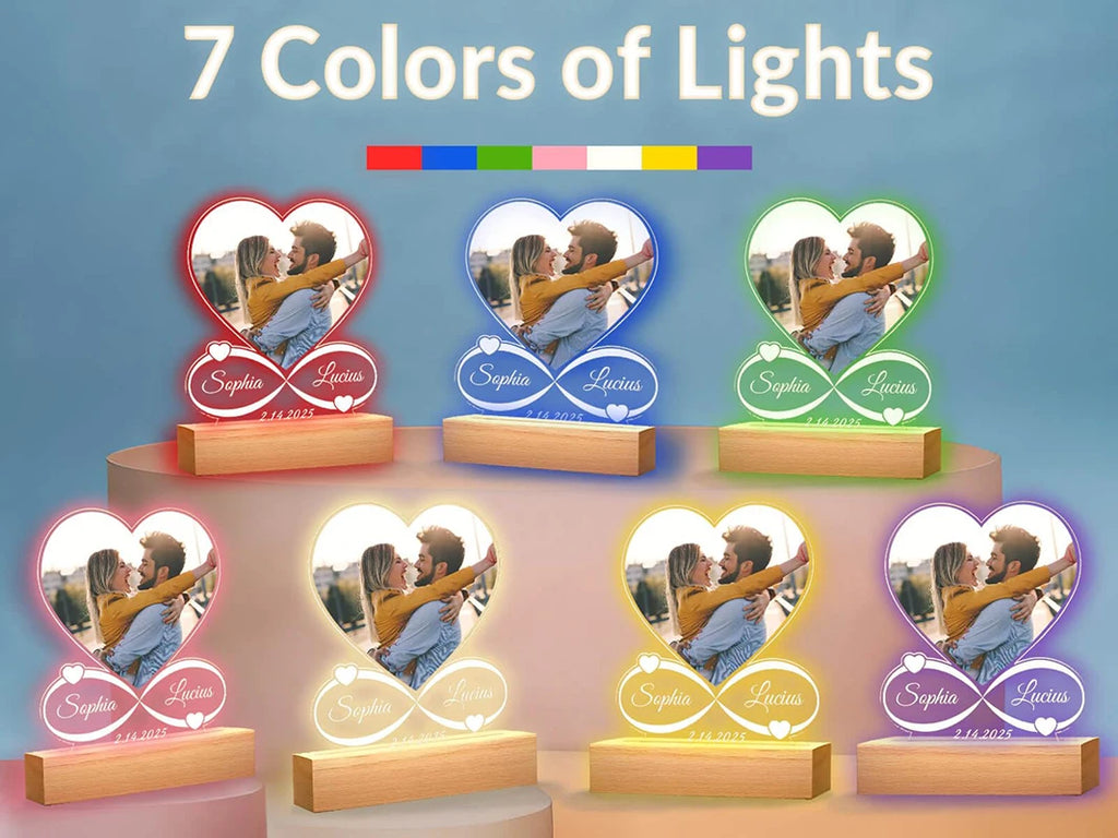 TinyGlow & Co™ Custom Personalized Photo Frame with LED Night Light