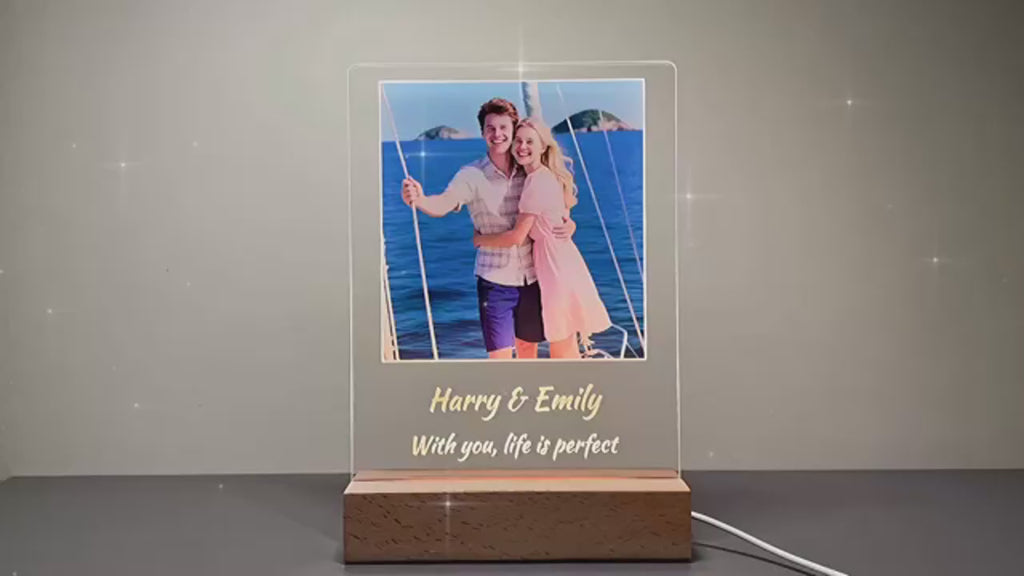 TinyGlow & Co™ Custom Acrylic Music Plaque with LED Light - Personalized Song & Photo Frame