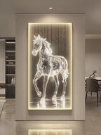 TinyGlow & Co™ Horse LED Wall Lamps - Luxury Mural Light with Gold Border for Living Room & Corridor