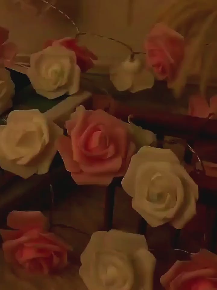 TinyGlow & Co™ Rose Flower LED String Lights - USB/Battery Fairy Lights for Weddings & Parties
