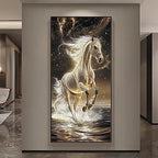 TinyGlow & Co™ Horse LED Wall Lamps - Luxury Mural Light with Gold Border for Living Room & Corridor